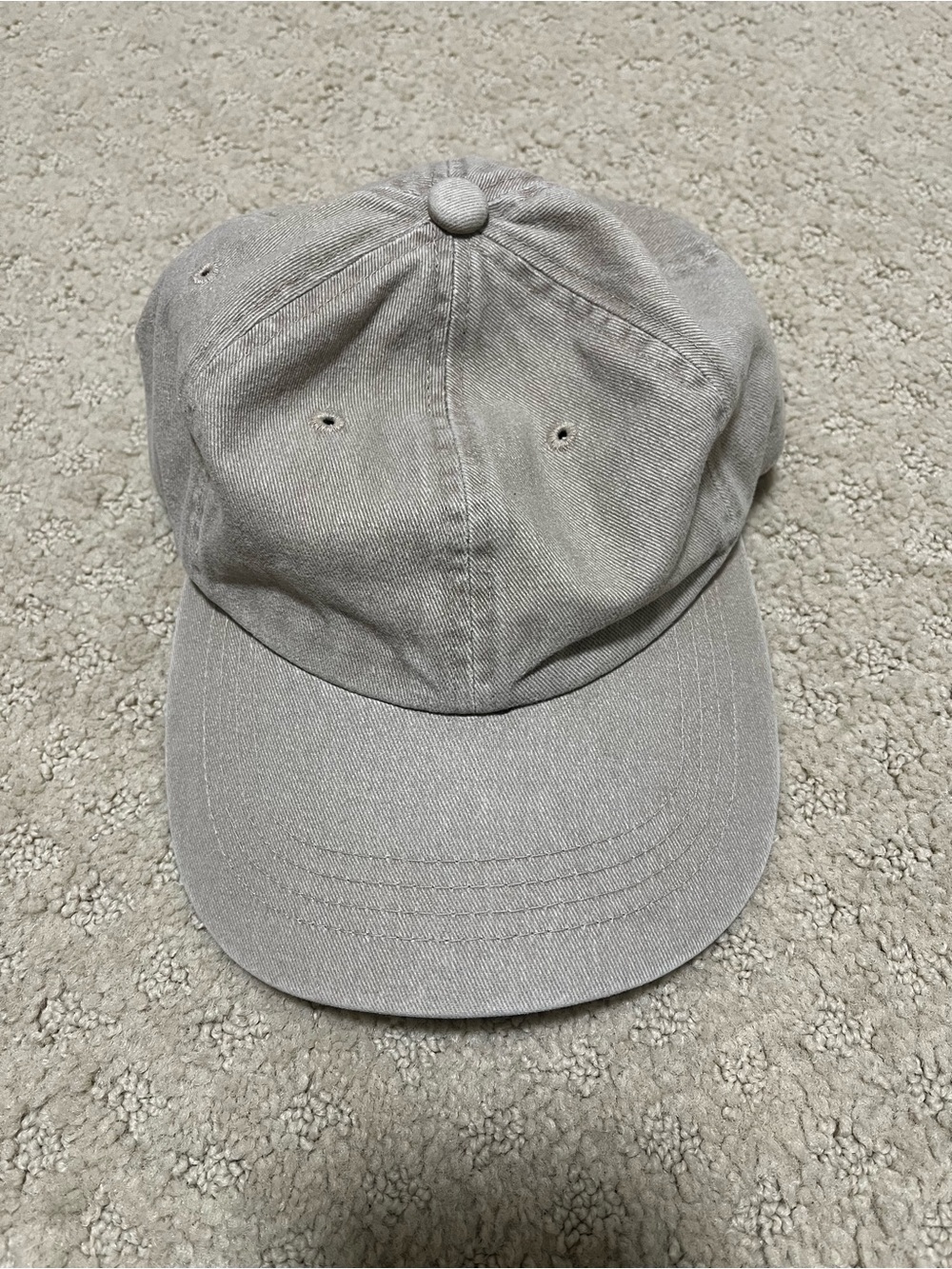 Beige Cotton Baseball Cap